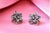 Gold and Silver Flower Shaped Earrings with Diamond Chips, Set of 2 For Sale - Image 6 of 8
