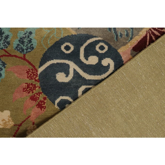Textile 2010s Rug & Kilim’s Chinese Style Art Deco Rug in Pink & Green With Colorful Florals For Sale - Image 7 of 7
