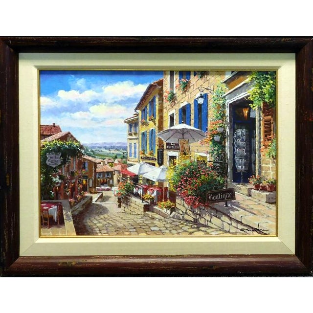 s.sam Park "Street of St.Emillion" Giclee on Canvas Framed Hand Signed Art For Sale