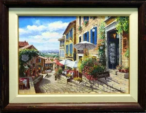 s.sam Park "Street of St.Emillion" Giclee on Canvas Framed Hand Signed Art