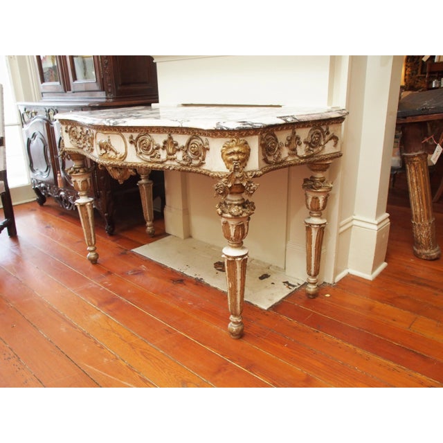 French Italian Neoclassical Marble Top Console Table For Sale - Image 3 of 10