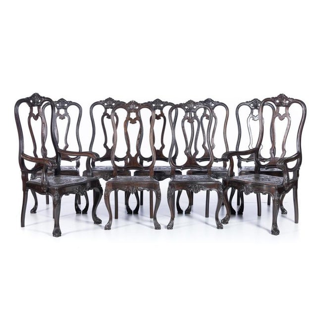 Armchairs and Seven Chairs in Fine Wood, Set of 9 For Sale - Image 6 of 6