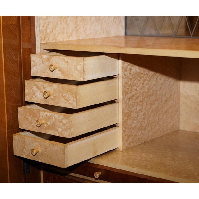 French Walnut Parquetry Bar Cabinet For Sale - Image 9 of 18