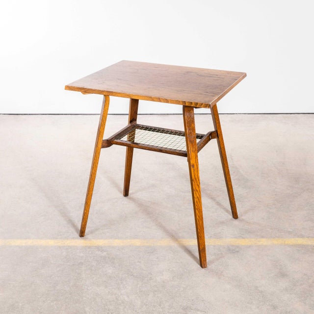 Square Angular Coffee Table with Woven Shelf, 1950s For Sale - Image 9 of 9