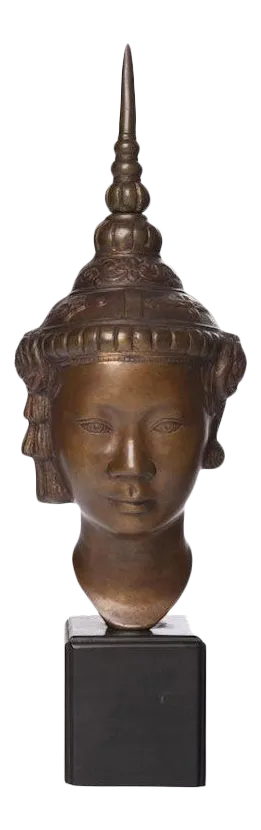 Midcentury Southeast Asian Figural Cast Metal Sculpture