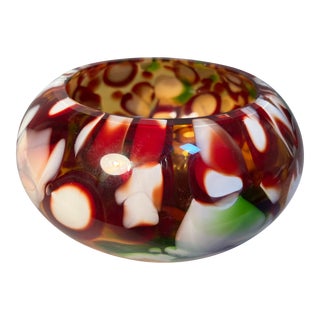 Murano Italian Art Glass Bowl or Vase Mid Century Modern Fratelli Toso C1950 For Sale
