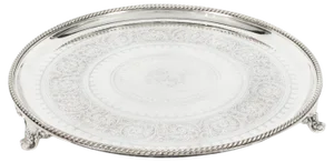Large English Victorian Silver Plated Salver 19th Century, 1888