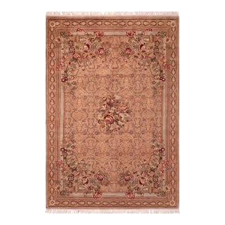 Shabby Chic 1990's Pak-Persian Taupe/Gold Wool Rug - 6'1'' X 9'7'' For Sale