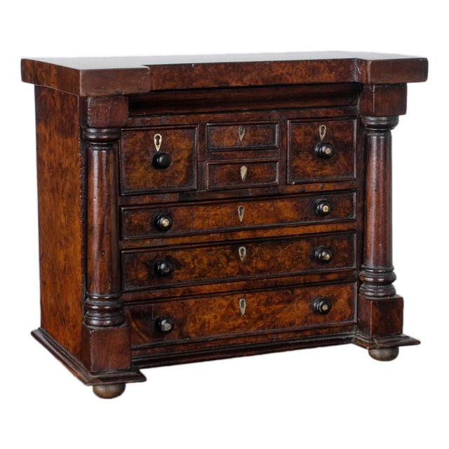 Scottish Miniature Burl Wood Chest of Drawers For Sale