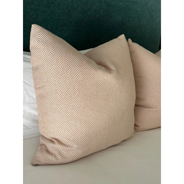 Pair of Large Throw pillows with Trillium fill (synthetic down). Zippers allow for cleanability. Dry clean recommended....