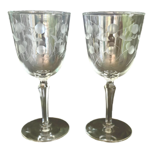 Vintage Libbey “Carlton (Dots)” Water Goblets – Set of 2 Tall Glasses – 7” – Mid Century Barware