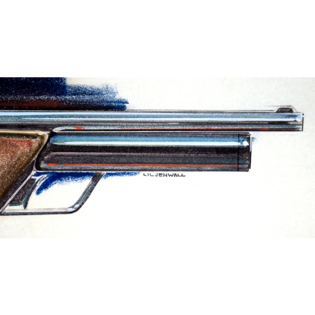 Mid 20th Century Hahn Air Pistol Design Drawings Pencil - Ink on Paper Designer Hp35 Calculator by Edward T. Liljenwall For Sale - Image 5 of 9