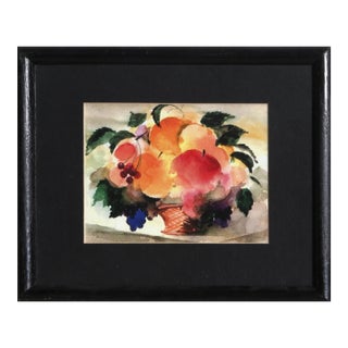 Fruit Basket, Erik Freyman Watercolor on Paper, Signed in Pencil For Sale