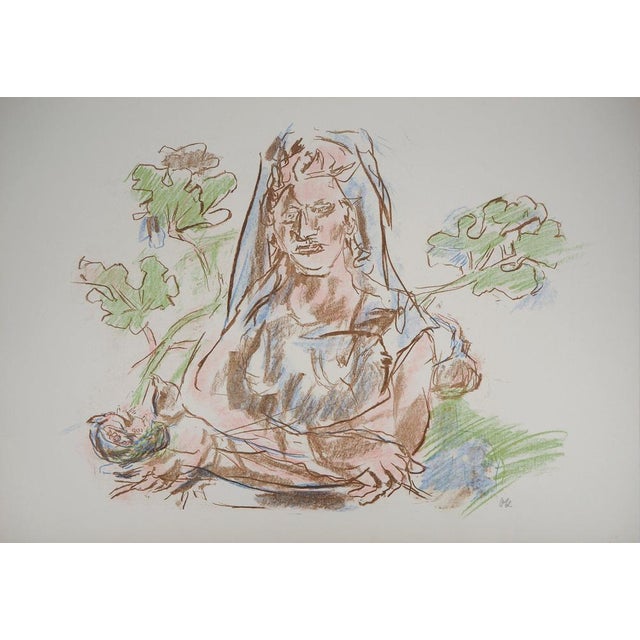 Oskar Kokoschka, Woman Holding a Nest, 1962, Original Lithograph For Sale - Image 6 of 6