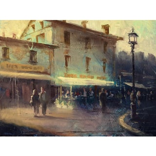 Aosta Village by Christopher Clark | Oil and Acrylic on Wood Panel Depiction of a village street scene For Sale
