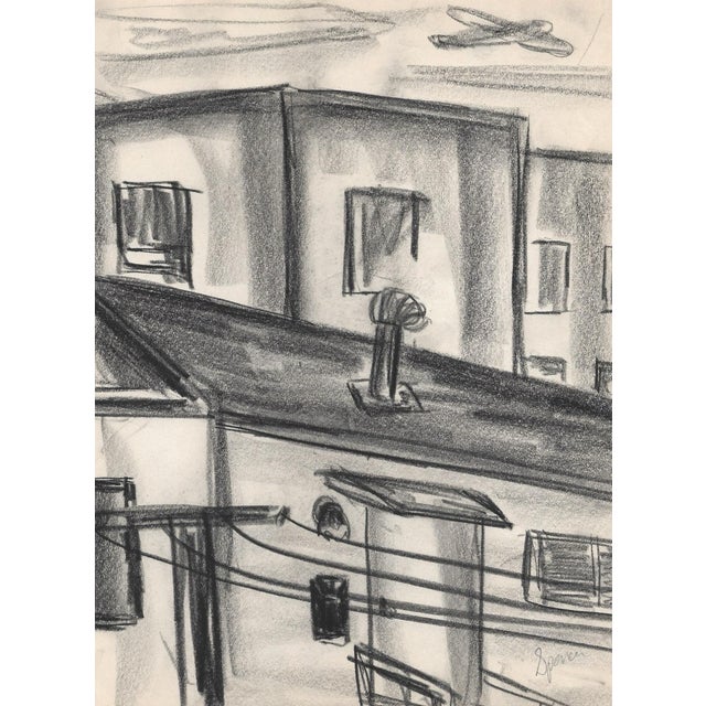1950s MCM drawing by artist Virginia Spencer from a sketchbook of San Francisco scenes. Signed lower right. Combined...