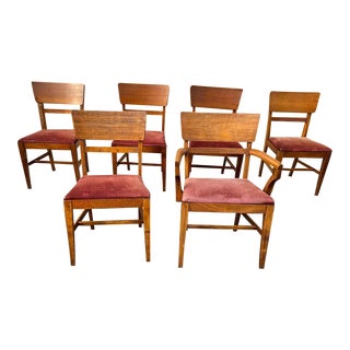 Set of 6 Mid Century Walnut Dining Chairs, Circa 1960s For Sale