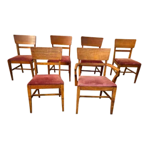 Set of 6 Mid Century Walnut Dining Chairs, Circa 1960s