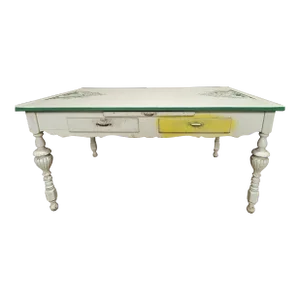 Vintage 1930's Ugo Mochi Designed Enamel Top Farm Dining Work Table