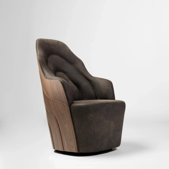 Contemporary Brown Leather Couture Armchair by Färg & Blanche for Bd Barcelona For Sale - Image 3 of 8