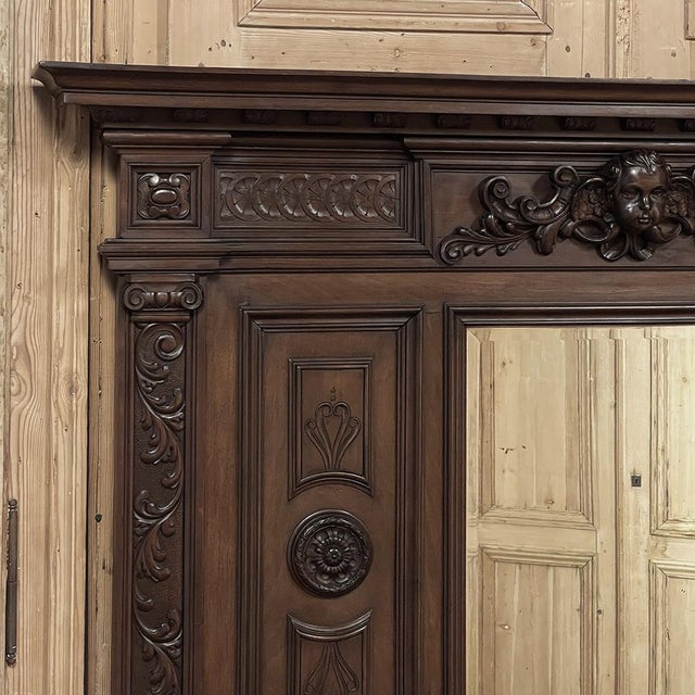 Antique Italian Renaissance Revival Walnut Mantel Mirror For Sale In Dallas - Image 6 of 17