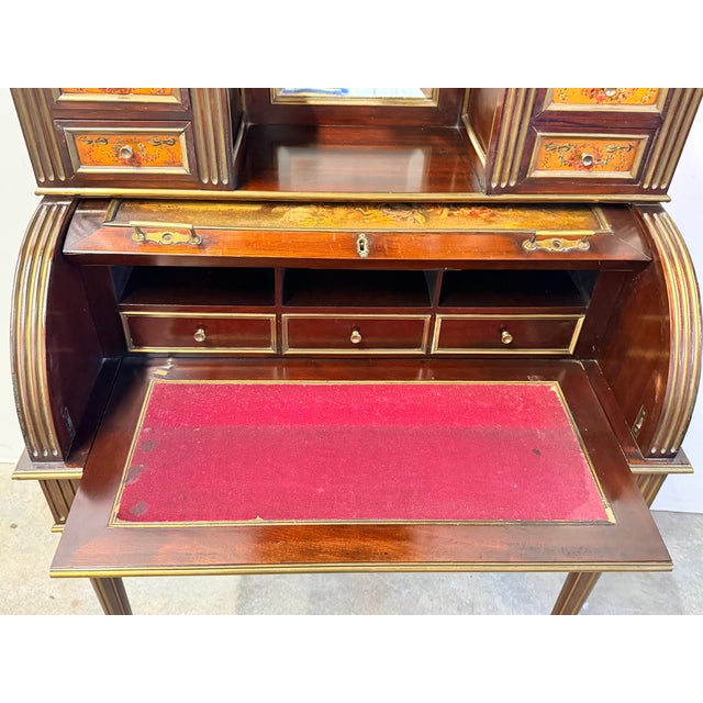 Antique 19th Century French Louis XVI Style Vernis Martin Cylinder "Bonheur Du Jour" Ladies Writing Desk For Sale - Image 15 of 17
