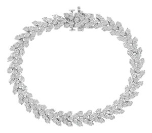 .925 Sterling Silver 2.00 Cttw Miracle Set Diamond Laurel Wreath Link Bracelet - 7.25"