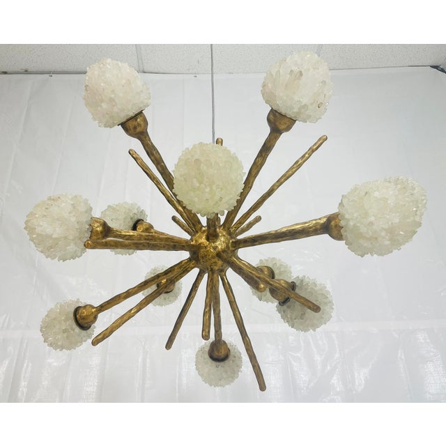 Porto Alegre Chandelier by Haus of Aurah – Quartz & Bronze Sculptural Light For Sale In Los Angeles - Image 6 of 18