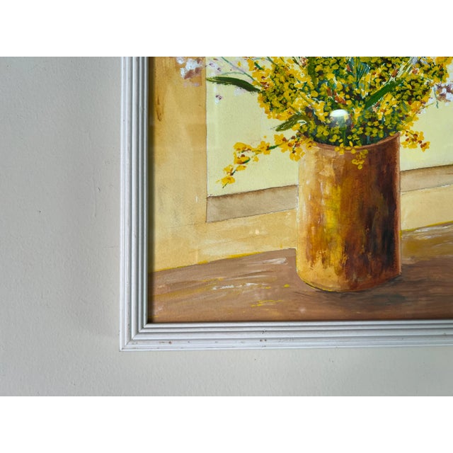 1990s 90's Vintage Still Life Oil - Watercolor Painting, Signed For Sale - Image 5 of 12