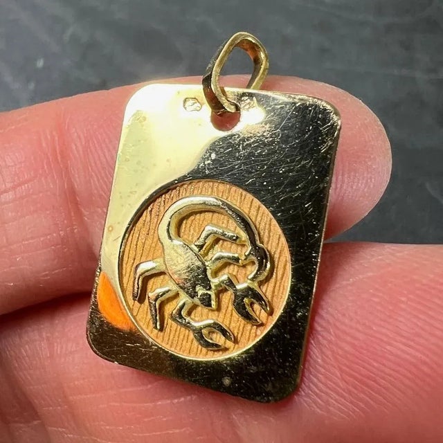 French Scorpio Starsign Zodiac 18k Yellow Gold Charm Medal Pendant, 1980s For Sale - Image 6 of 15