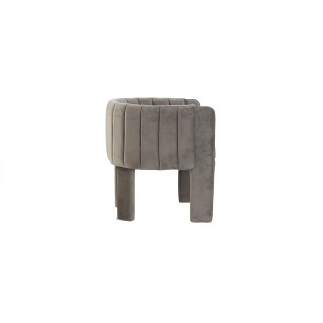 Olivia Channel Tufted Accent Chair in Gray For Sale In Los Angeles - Image 6 of 8