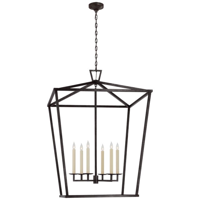 Chapman & Myers for Visual Comfort Signature Darlana XXL Lantern in Aged Iron For Sale