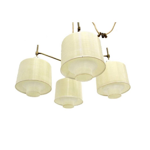 Robert Sonneman 4 White Acrylic Shade Mid Century Modern Adjustable Light Fixture Chandelier For Sale - Image 4 of 8