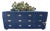 Professionally Refinished Drexel Heritage Campaign Dresser in Navy With Brass Hardware For Sale