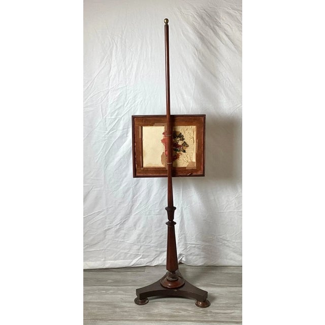 Traditional Antique Mahogany Fire Pole Screen For Sale - Image 3 of 12