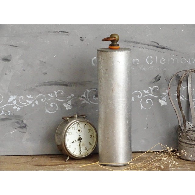30s French Metal Hot Water Bottle, Bed Warmer, Thermos For Sale - Image 4 of 10