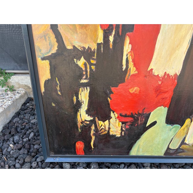 Mid-Century Modern 1950s Abstract Modern Framed Oil Painting on Canvas For Sale - Image 3 of 16