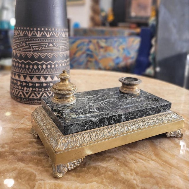 Marble and bronze writing desk, napoleon iii style and period, 19th century - france elegant french writing desk, napoleon...