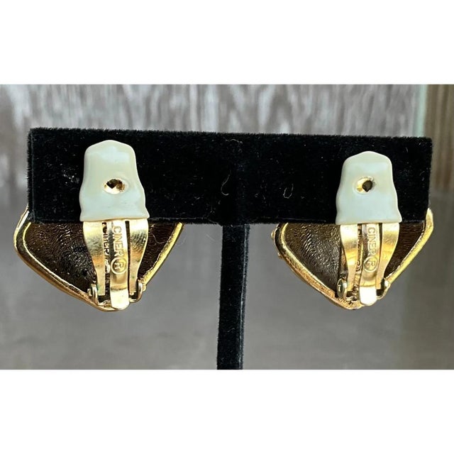 Metal Vintage Ciner Gold Tone Clip on Earrings For Sale - Image 7 of 12