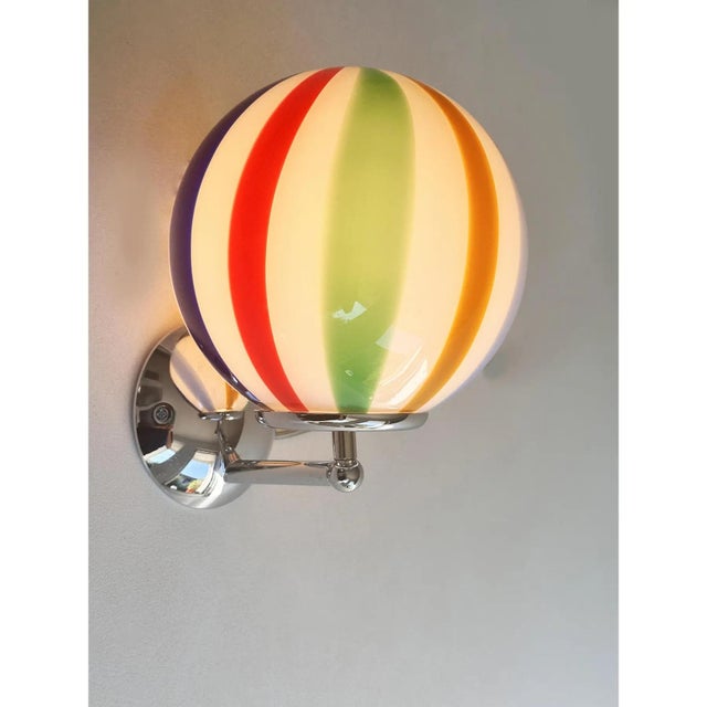 Contemporary Modern Multicolor Murano Glass “Rods” Wall Lamps – Lot of 4 For Sale - Image 4 of 7