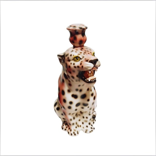 Ceramic Vintage Boxer Ceramic Leopard Candleholder, 1980s For Sale - Image 7 of 16