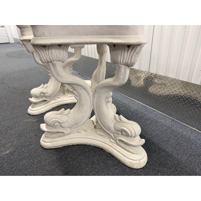 White Vintage Neoclassical Pedestal Bases With Dolphin Motif, Pair For Sale - Image 8 of 12