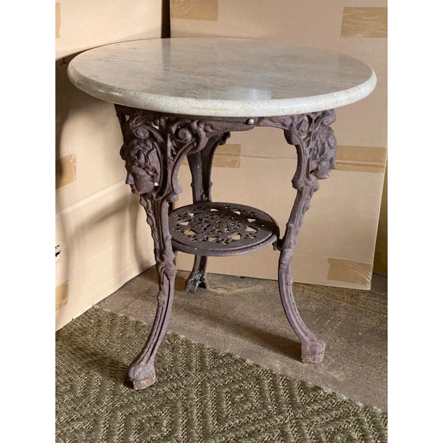 Early 1900s Antique English Pub Table W Stone Top For Sale - Image 13 of 13