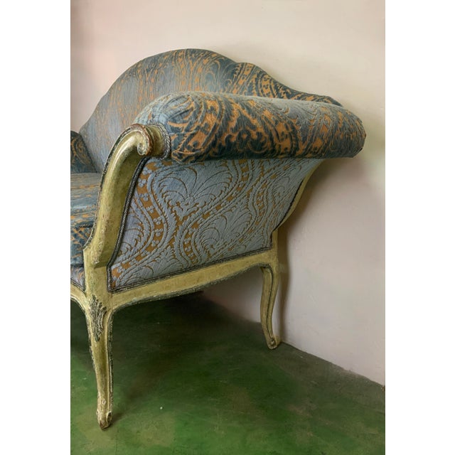Early 19th Century Venetian Painted Neoclassical Frame W/Velvet Fabric Settee For Sale - Image 15 of 18