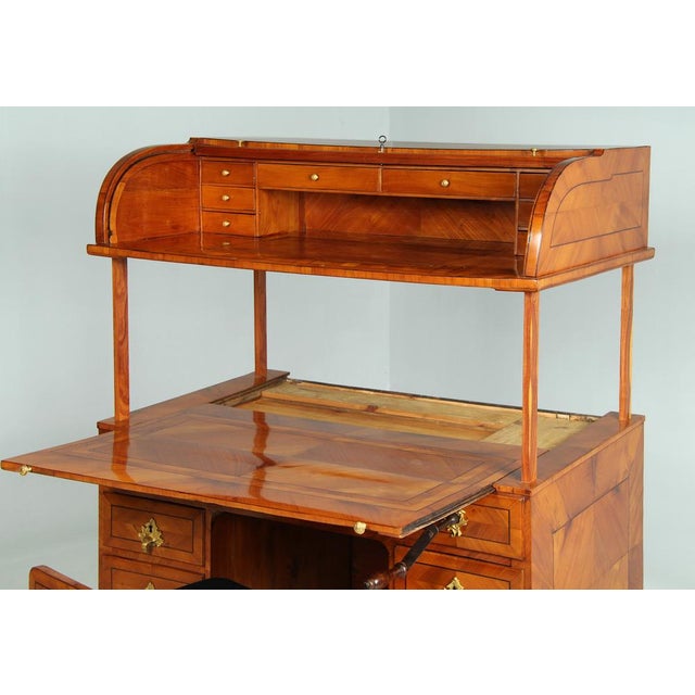 Tan High Adjustable Roll Top Desk with Integrated Chair, 1785 For Sale - Image 8 of 18