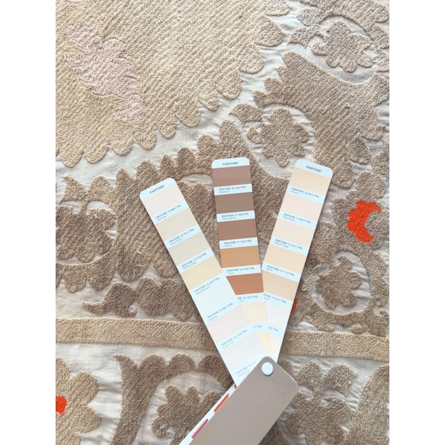 Tan Suzani Tribal Textile - Embroidered Embroidery 4'7'' X 4'9'' For Sale - Image 8 of 8