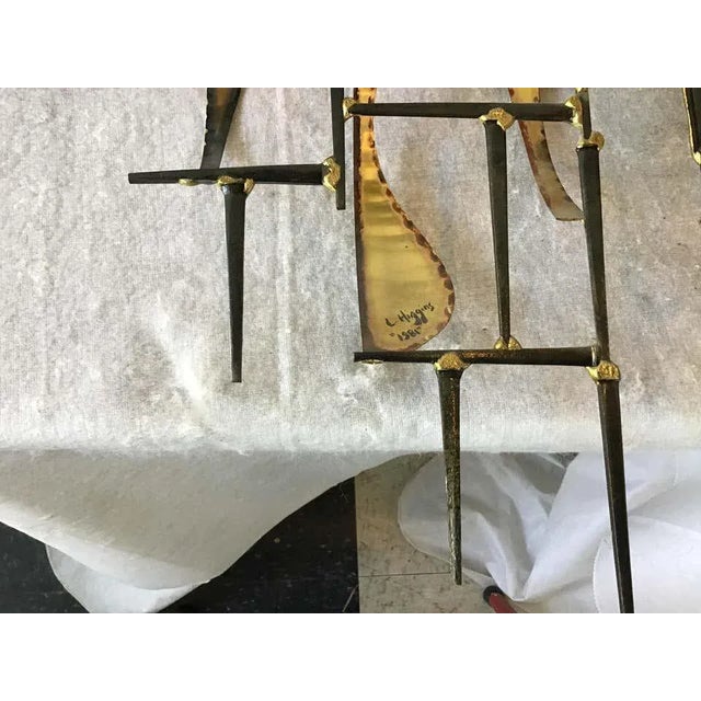 Modern 1980s Jere Style Brass and Copper Abstract Wall Sculpture For Sale - Image 3 of 12