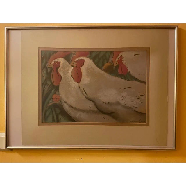1920s Georges Manzana-Pissarro, Les Coqs, 1920s-1940s, Stencil Print For Sale - Image 5 of 13