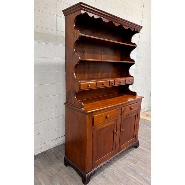 Late 19th Century Antique American Country Stepback Hutch Welsh Cupboard For Sale - Image 5 of 12
