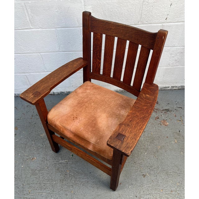 Mid 20th Century Beautiful Antique Mission Oak Chair For Sale - Image 5 of 10